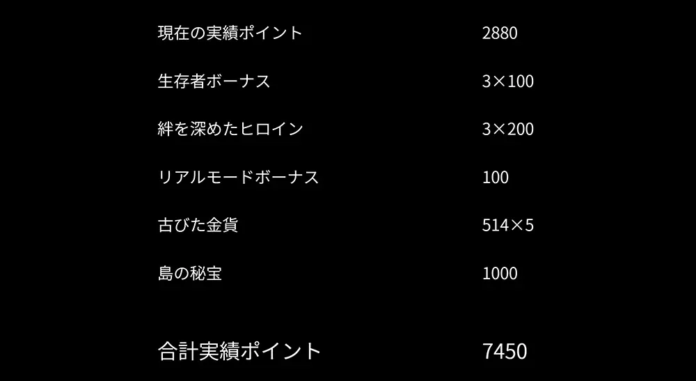 実績ポイントの周回引継ぎ/強化項目 - 無人島社員旅行記